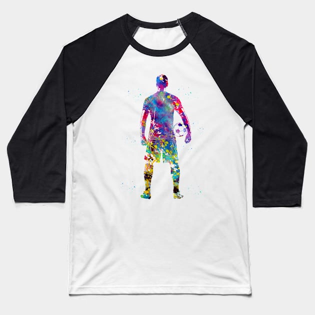 Soccer Player Baseball T-Shirt by erzebeth